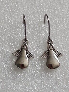Hand Crafted Silver Angel Wing Drop Earrings
